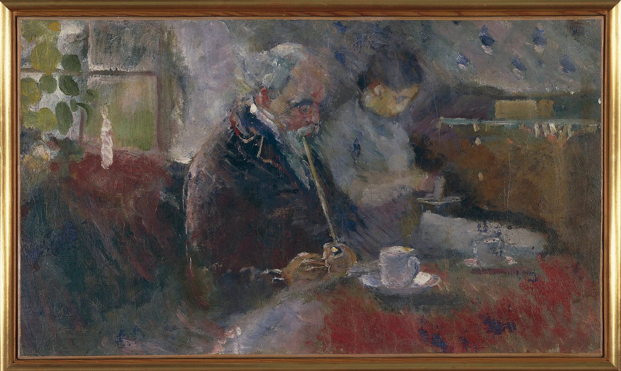 Aan de koffietafel door Edvard Munch