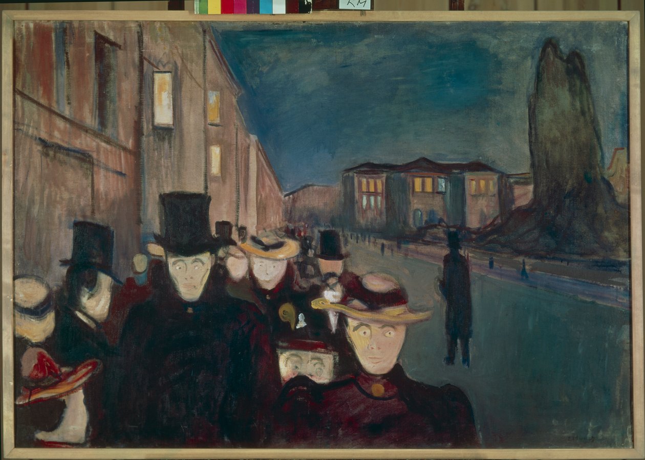 Avond op Karl Johan door Edvard Munch