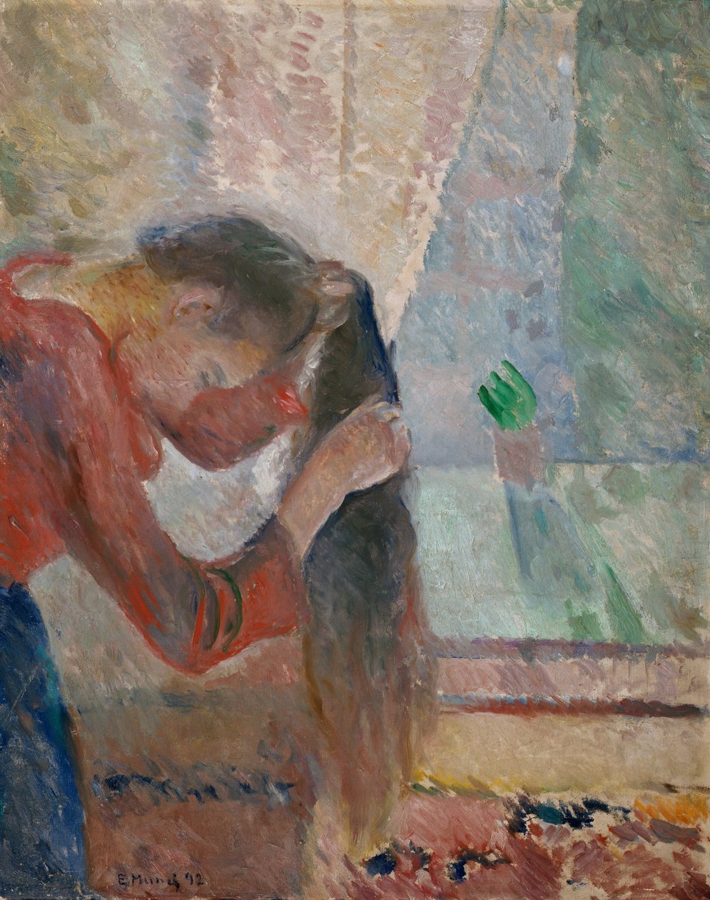 Meisje dat haar haar kamt door Edvard Munch