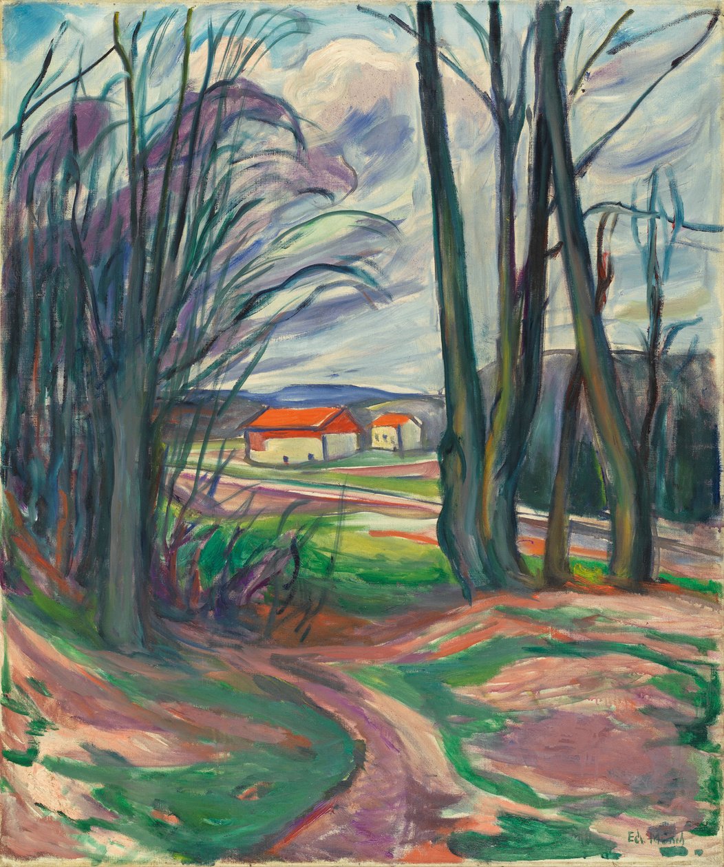 Landschap in Skøyen, 1920s door Edvard Munch