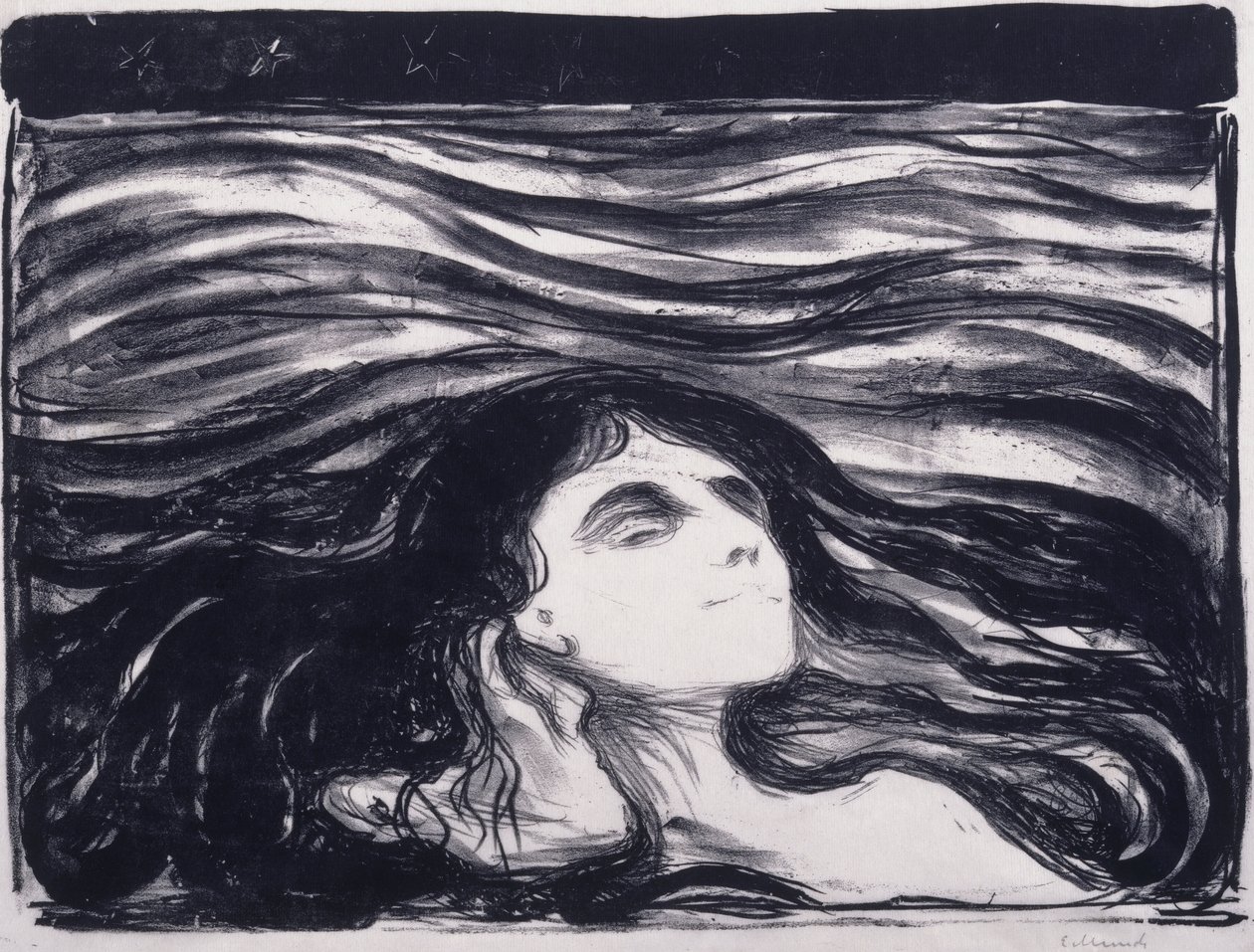Liefhebbers in de golven door Edvard Munch