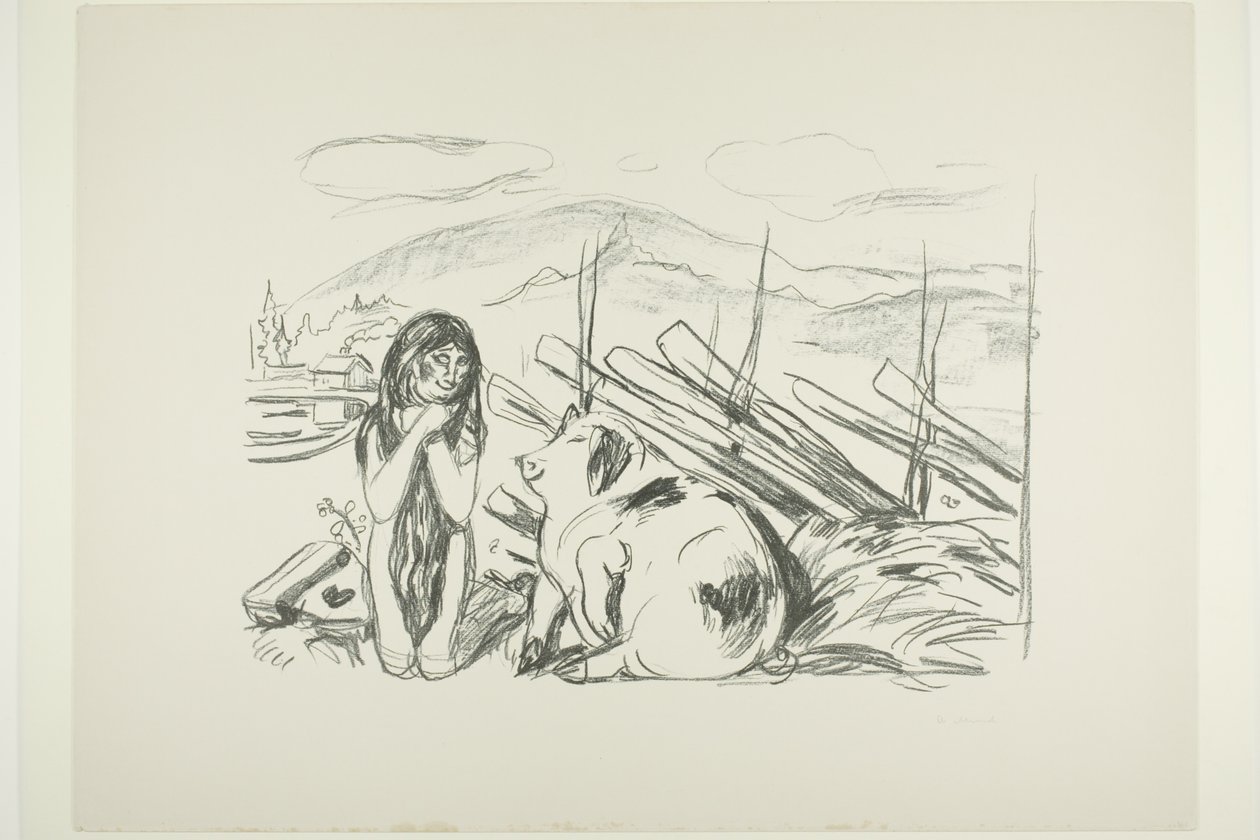 Omega en het varken door Edvard Munch