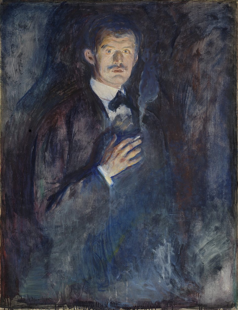 Zelfportret met sigaret door Edvard Munch