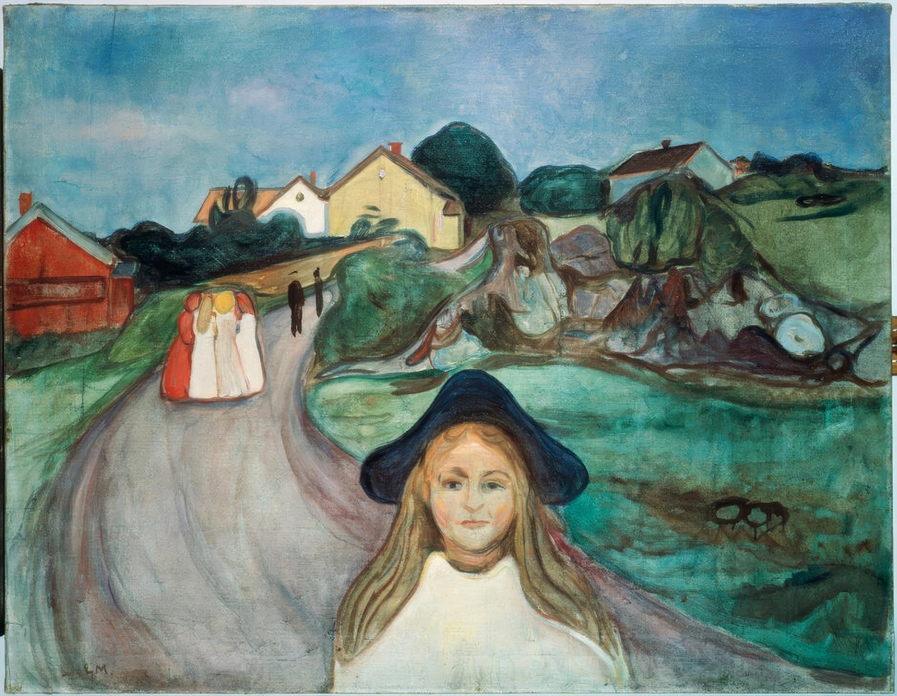 Straat in Asgardstrand door Edvard Munch