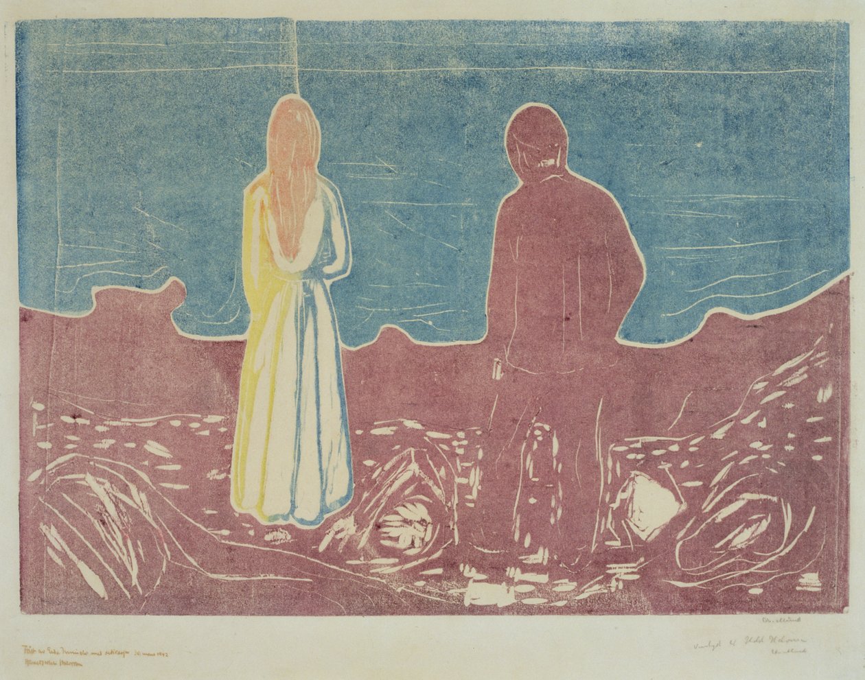 Twee Mensen (De Eenzamen) door Edvard Munch