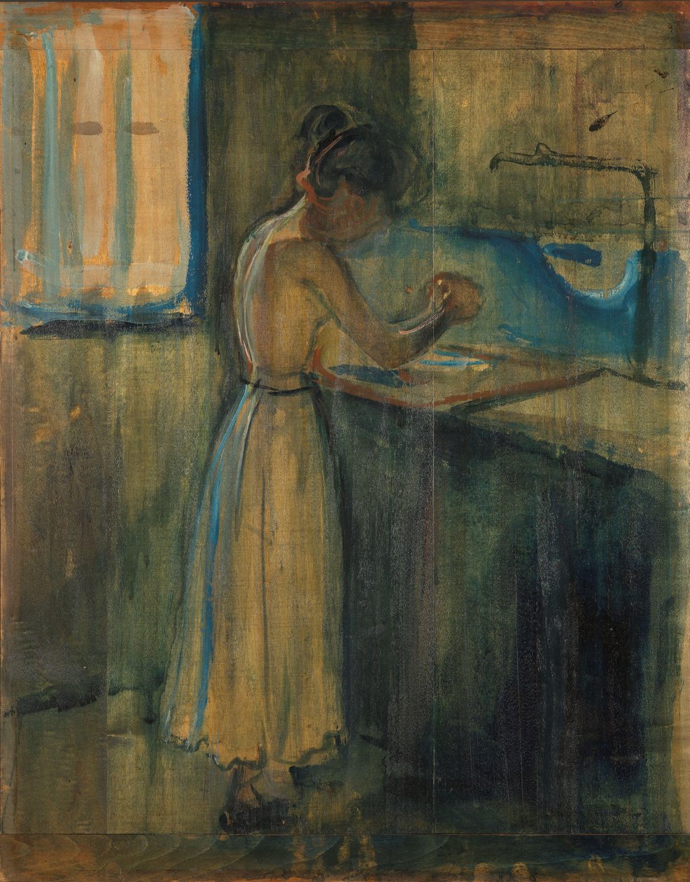 Jonge Vrouw die zich wast door Edvard Munch