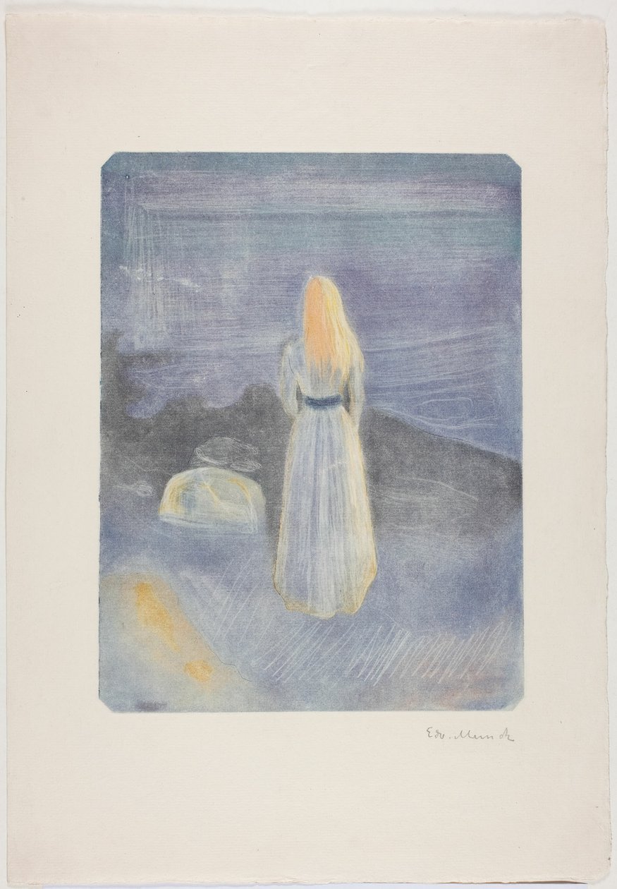 Jonge vrouw op het strand door Edvard Munch