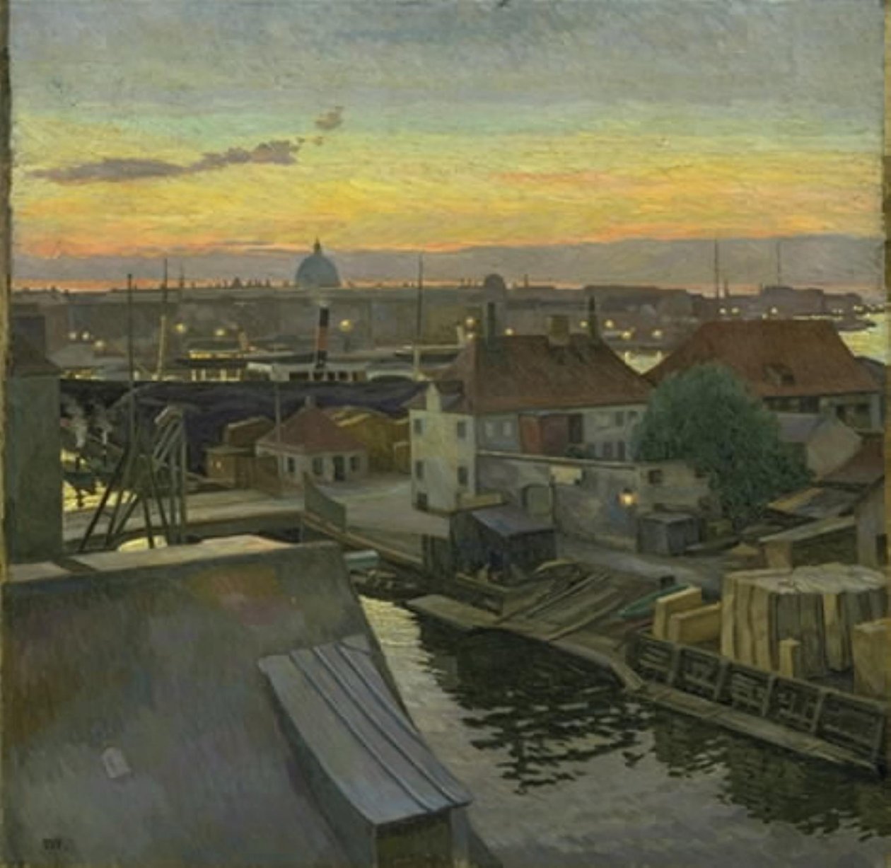 Uitzicht over Wilders Plads in Christianshavn. Avond door Edvard Weie
