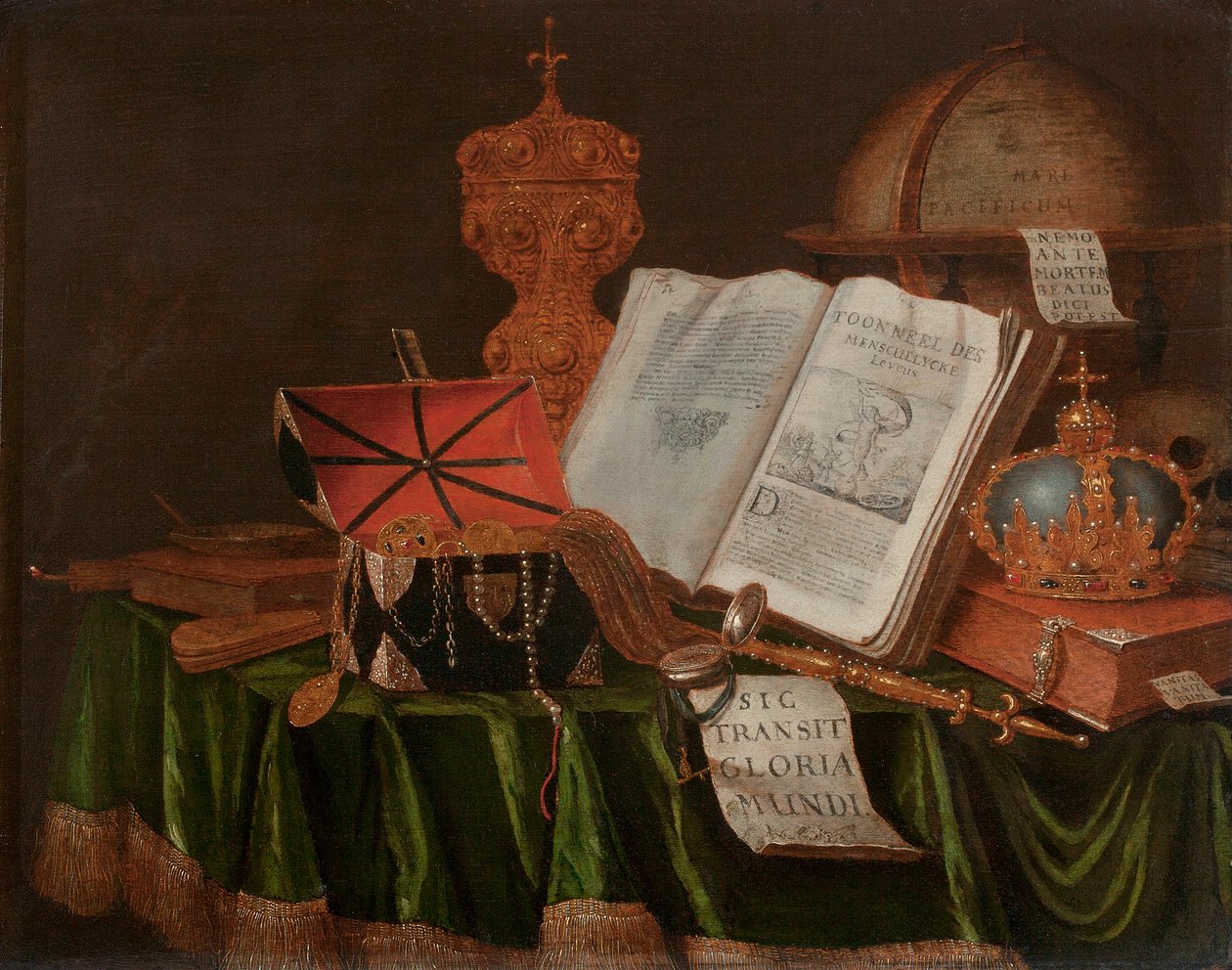 Een vanitas stilleven door Edwaert Colyer or Collier