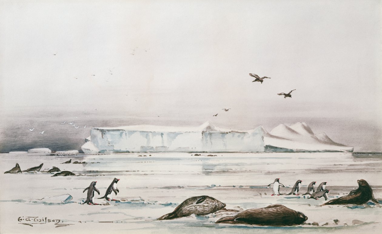 Antarctisch landschap door Edward Adrian Wilson