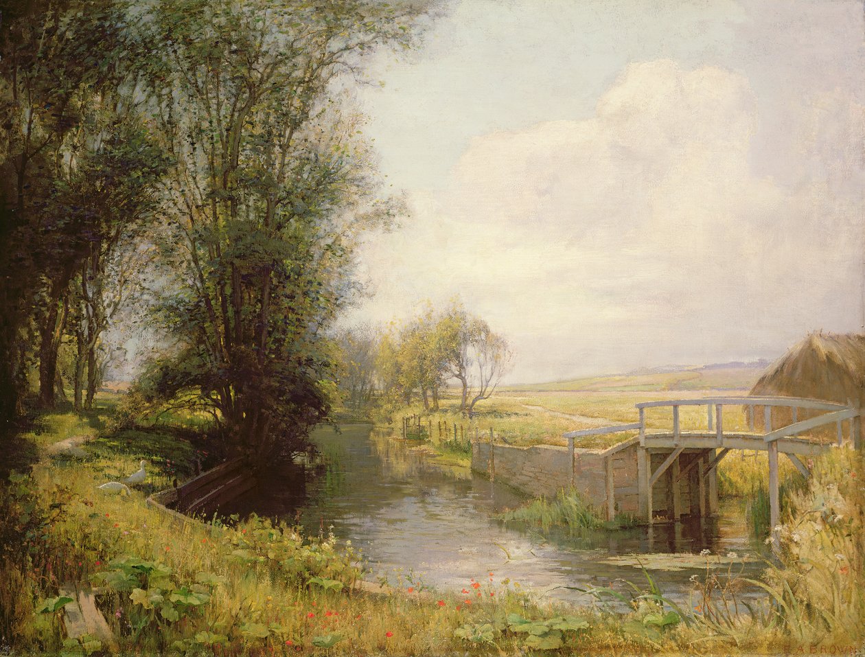 Scène in Oxfordshire door Edward Archibald Brown