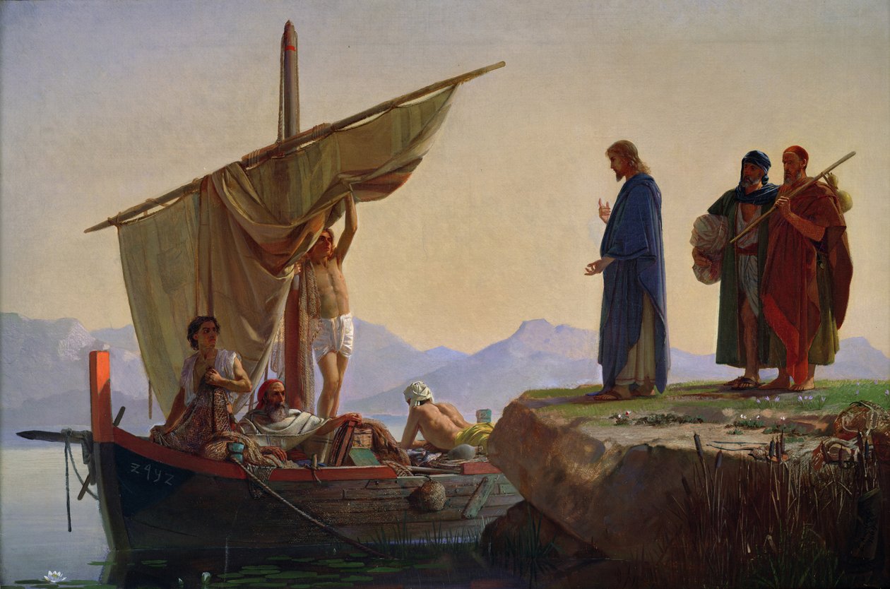 Christus Roept de Apostelen Jacobus en Johannes, 1869 door Edward A. Armitage