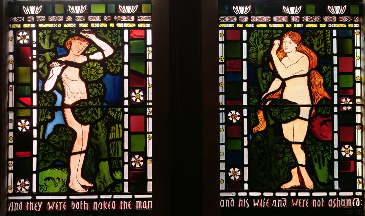 Adam en Eva in de Tuin van Eden, 1861 door Edward Burne Jones