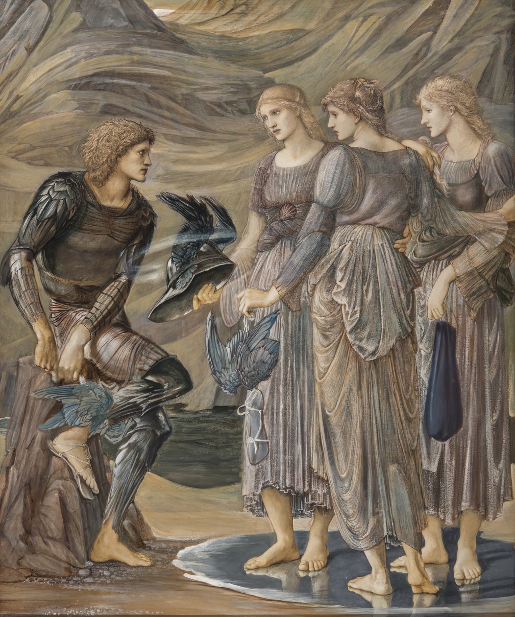 Perseus en de zeenimfen, ca. 1876 door Edward Burne Jones