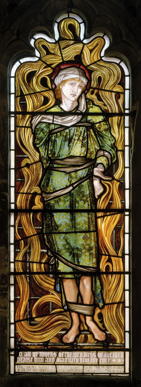 Shadrach, De vurige oven, Westraam door Edward Burne Jones