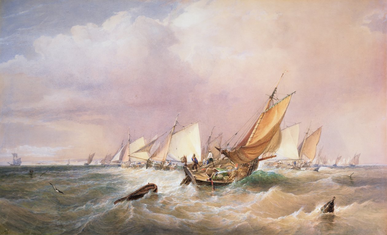 Voor de Franse kust, 1837 door Edward Duncan