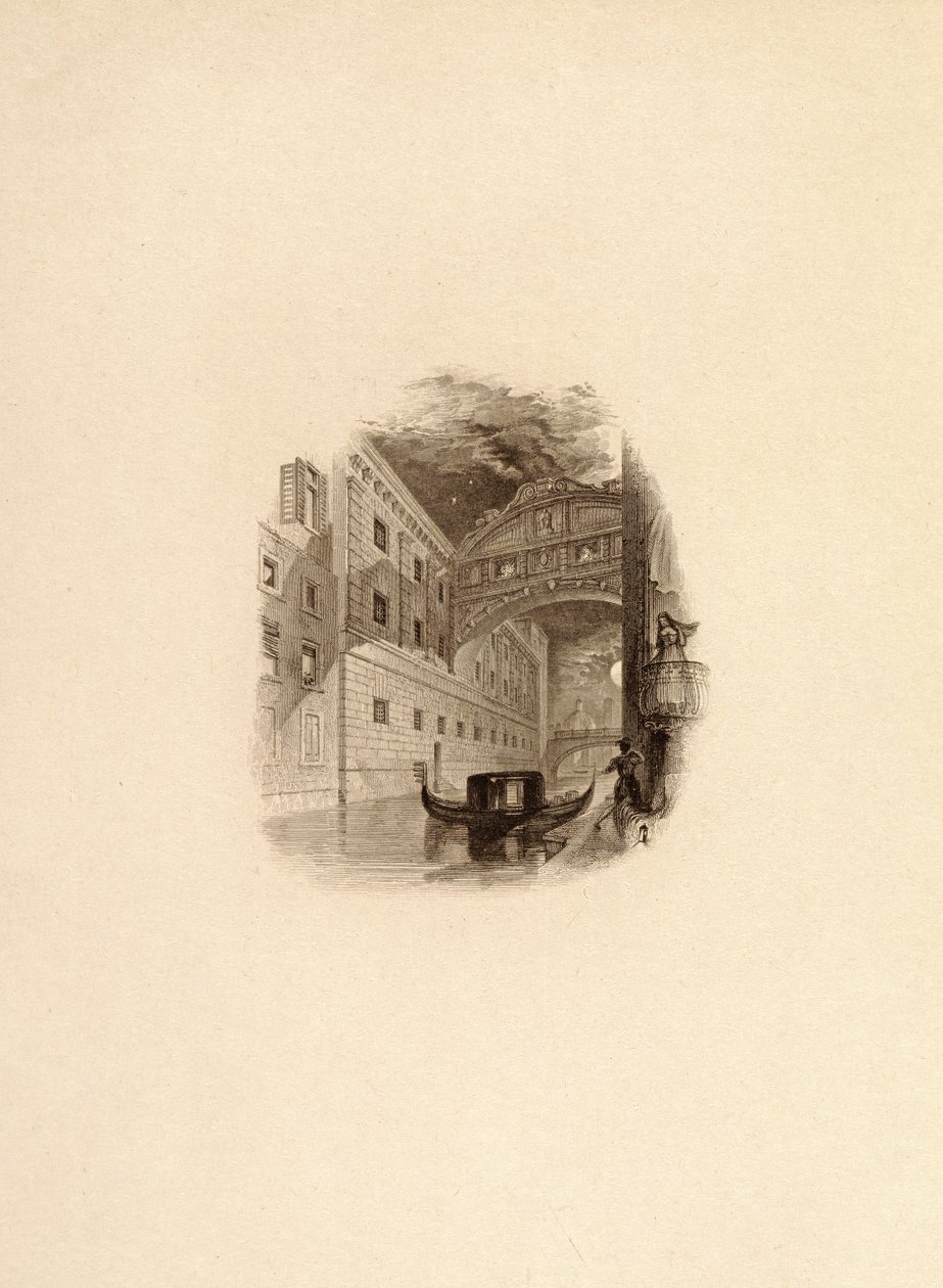 De Brug der Zuchten, Venetië, ca. 1832 door Edward Francis Finden