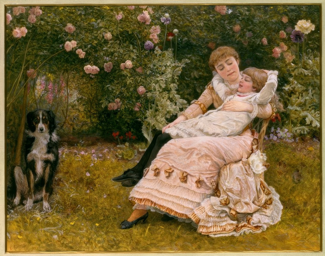 E.K. Johnson, Gelukkig als de dag lang is / Aquarel, 1881 door Edward Killingworth Johnson