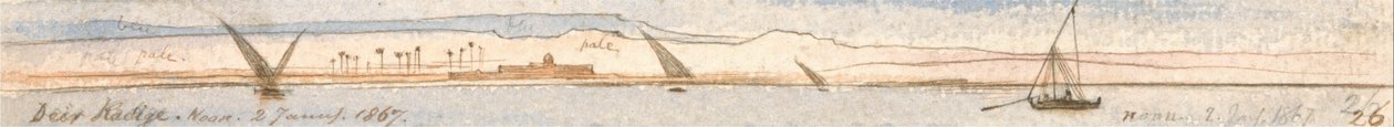 Deir Kadige, 2 januari 1867, 12:00 uur door Edward Lear