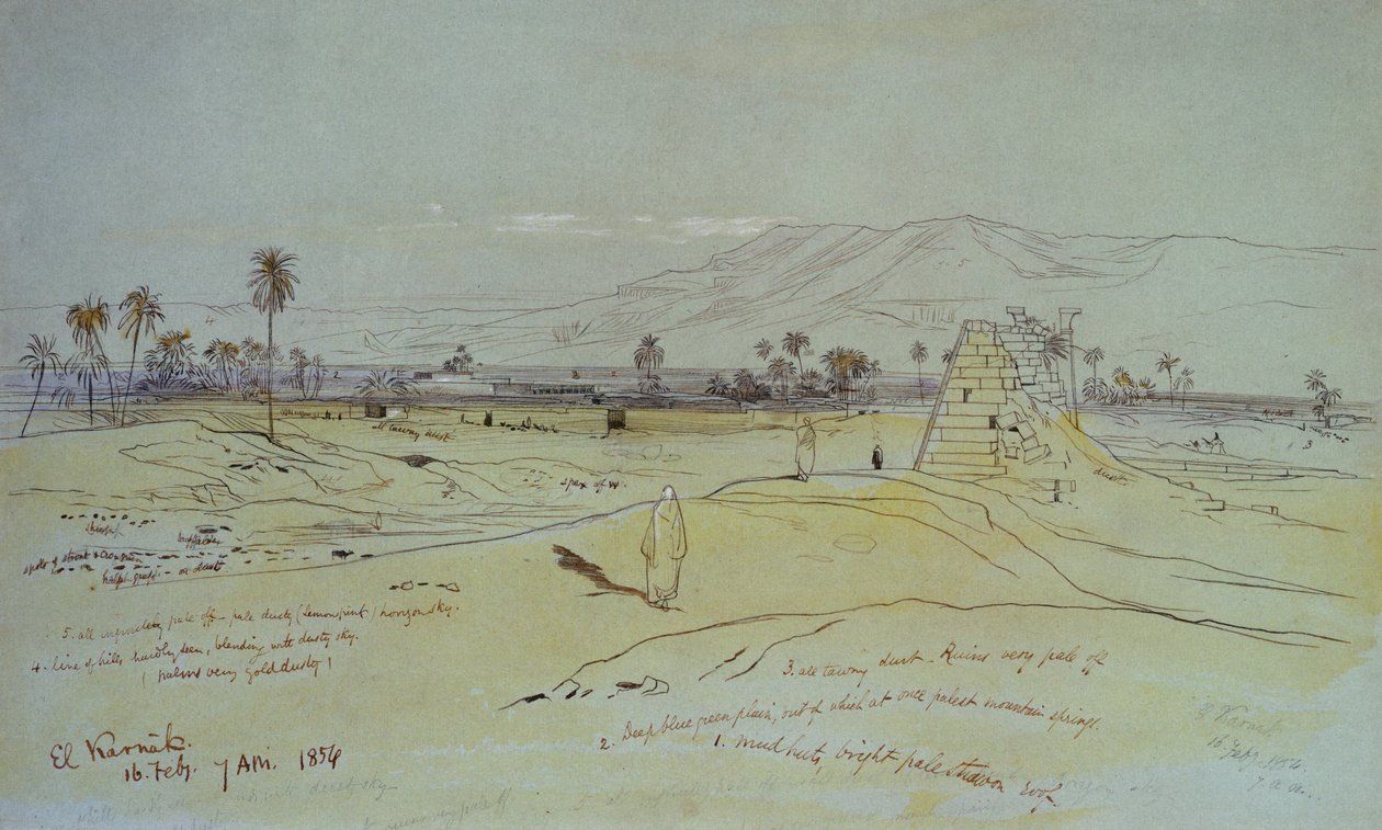 El Karnak, 1854 door Edward Lear