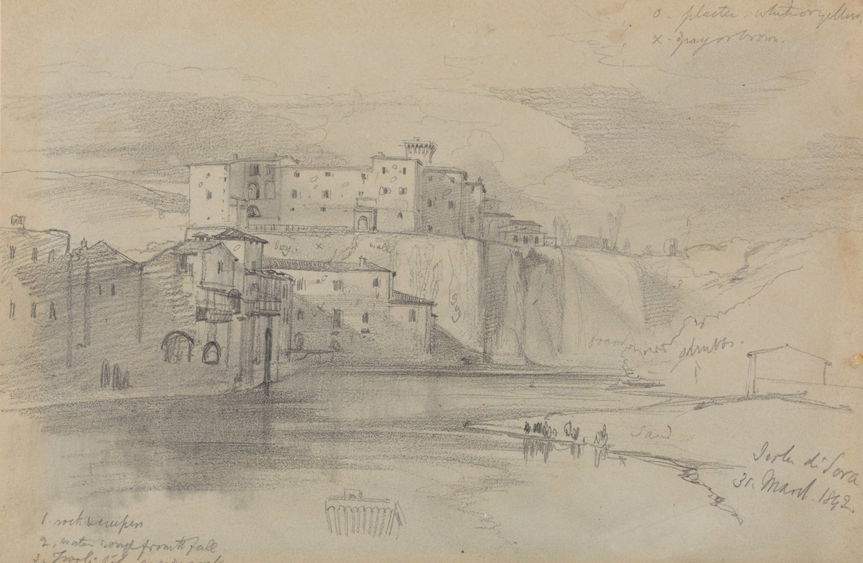 Isola di Sora, 31 maart 1842 door Edward Lear