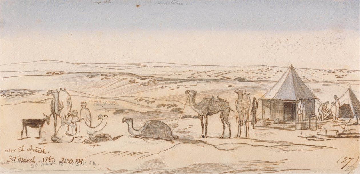 Bij El Areesh, 15:30, 30 maart 1867 door Edward Lear