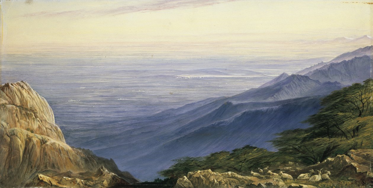 De vlakte van Lombardije vanaf Monte Generoso, 19e eeuw door Edward Lear