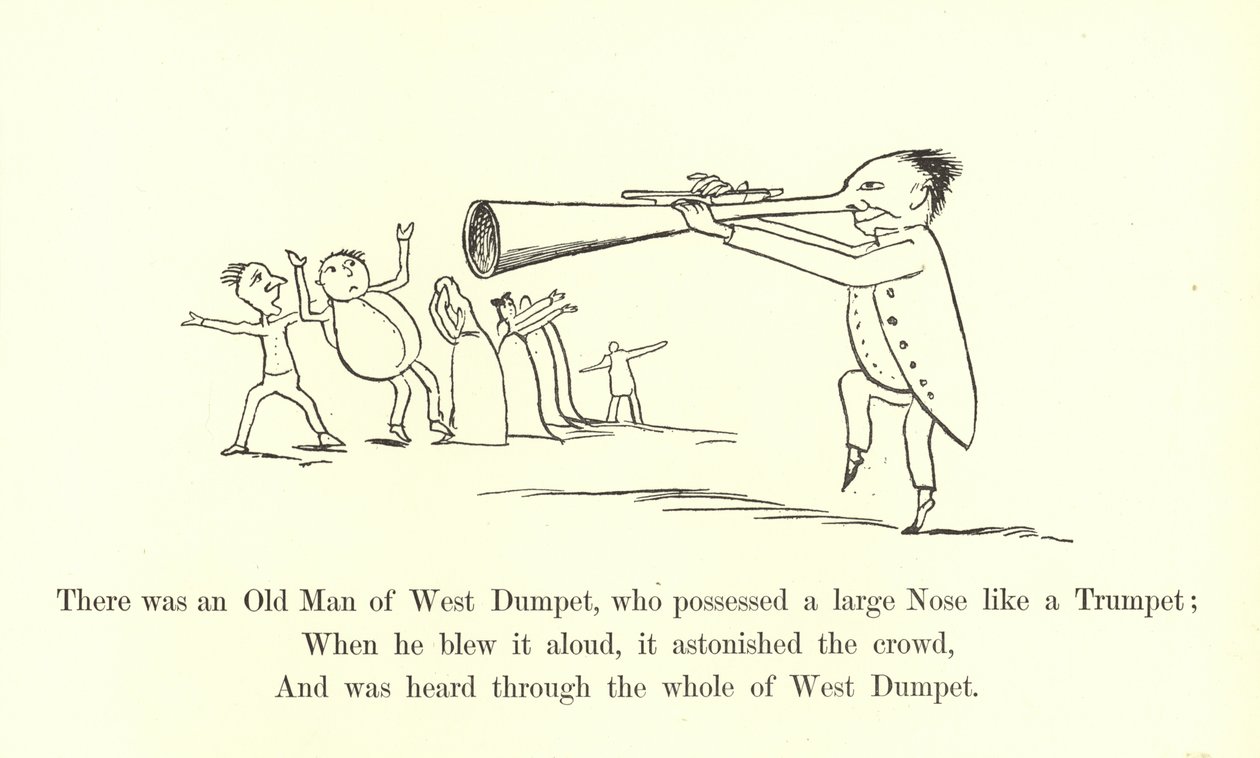 Er was een oude man van West Dumpet, die een grote neus had als een trompet door Edward Lear