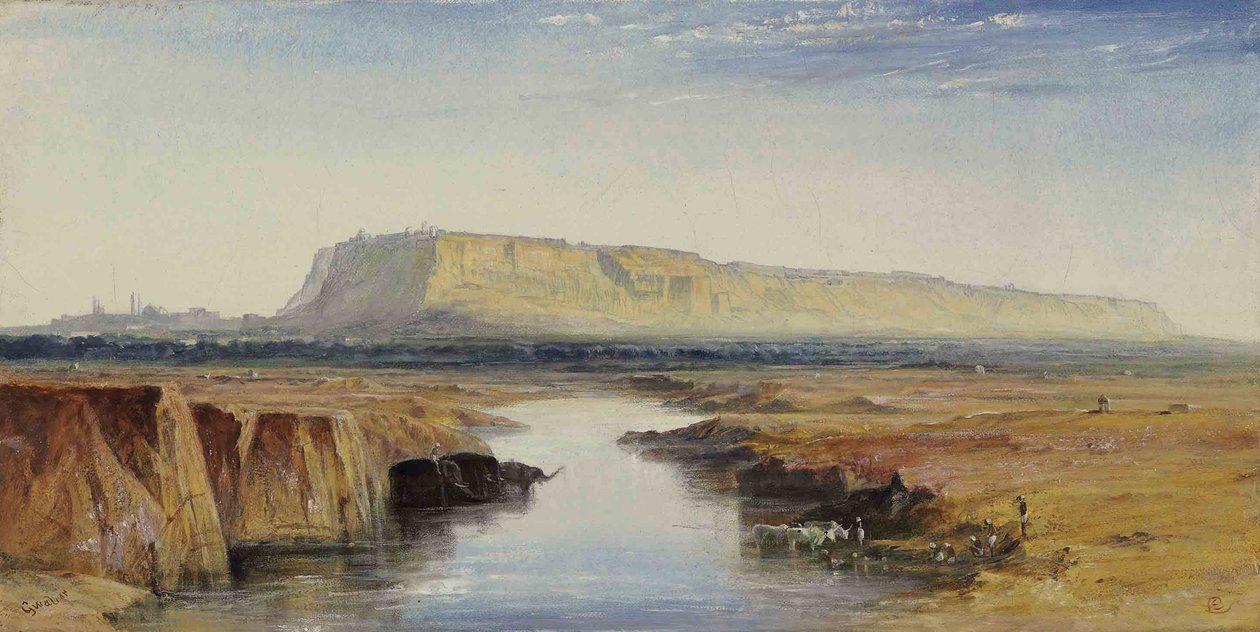 Uitzicht op Gwalior, India door Edward Lear