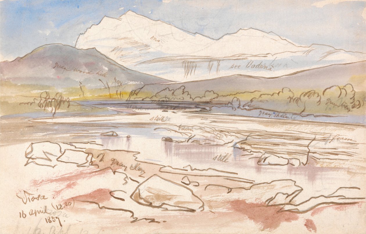 Vjose, 12-30 p.m., 16 april 1857 door Edward Lear