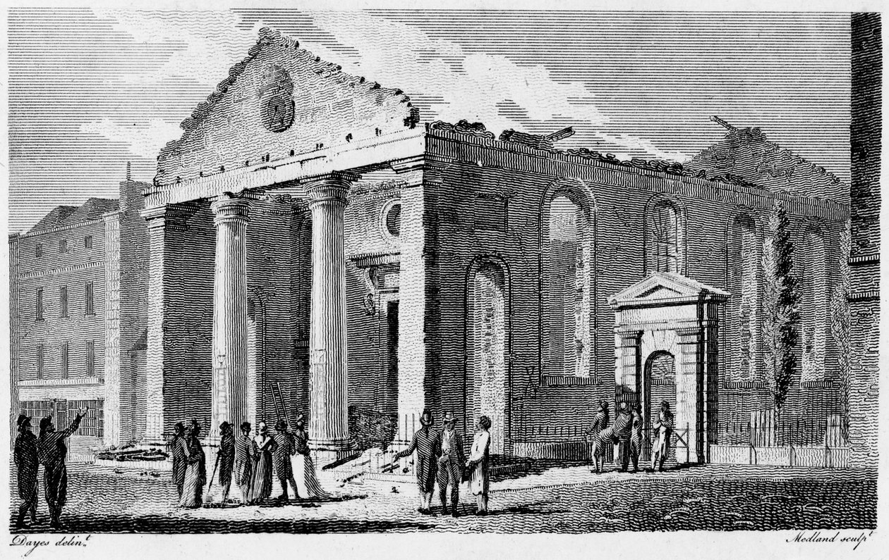 Ruïnes van St Paul Covent Garden door Edward (after) Dayes