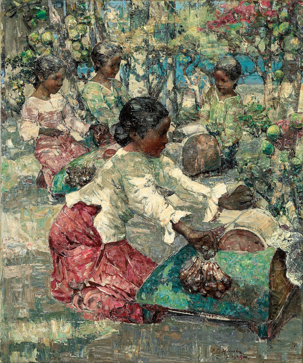 Birmese kantmakers door Edward Atkinson Hornel