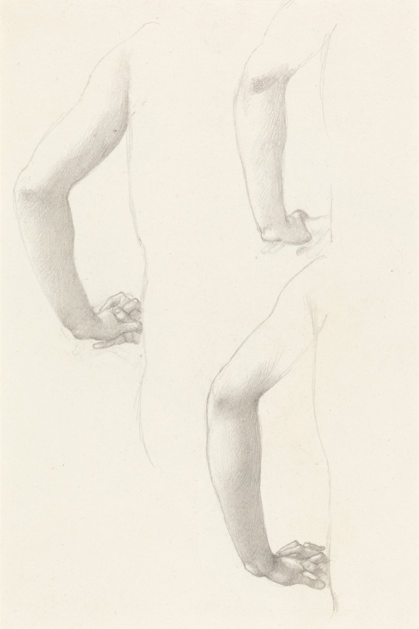 Studies van een arm en handen door Edward Burne Jones