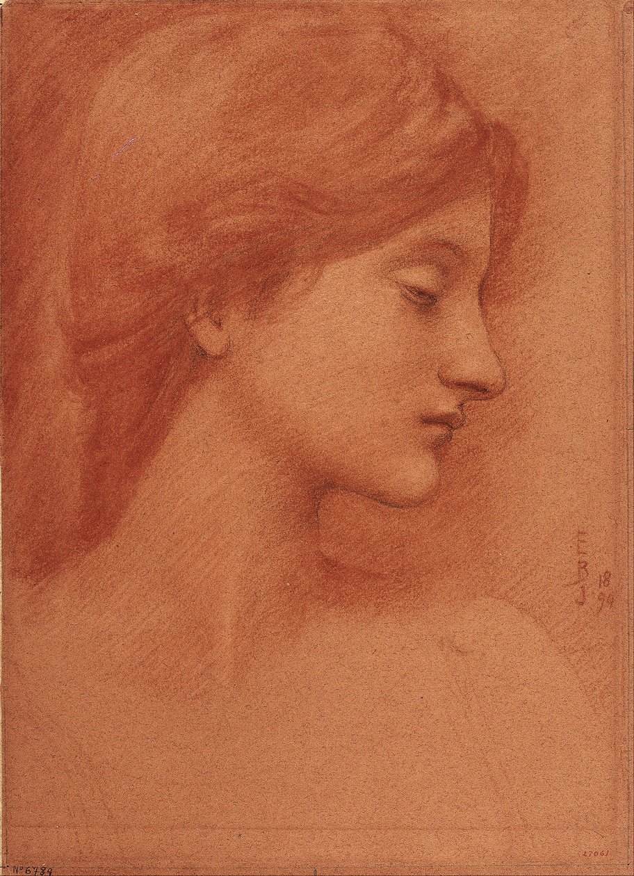 Studie van een Vrouwelijk Hoofd door Edward Burne Jones