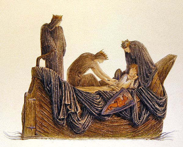 De dood van Arthur door Edward Coley (after) Burne Jones