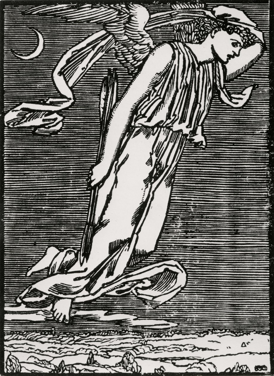 Psyche verwacht Cupido door Edward Coley (after) Burne Jones