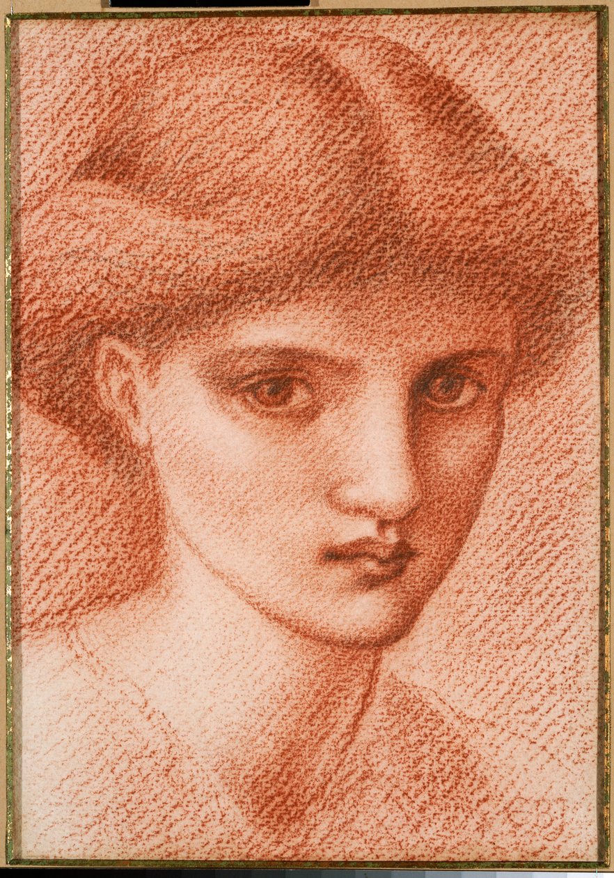 Studie van een meisjeshoofd door Edward Burne Jones