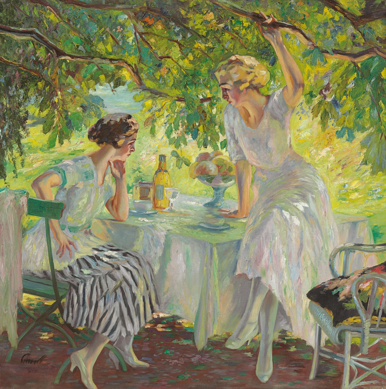 Afternoon Tea (olieverf op doek) door Edward Cucuel