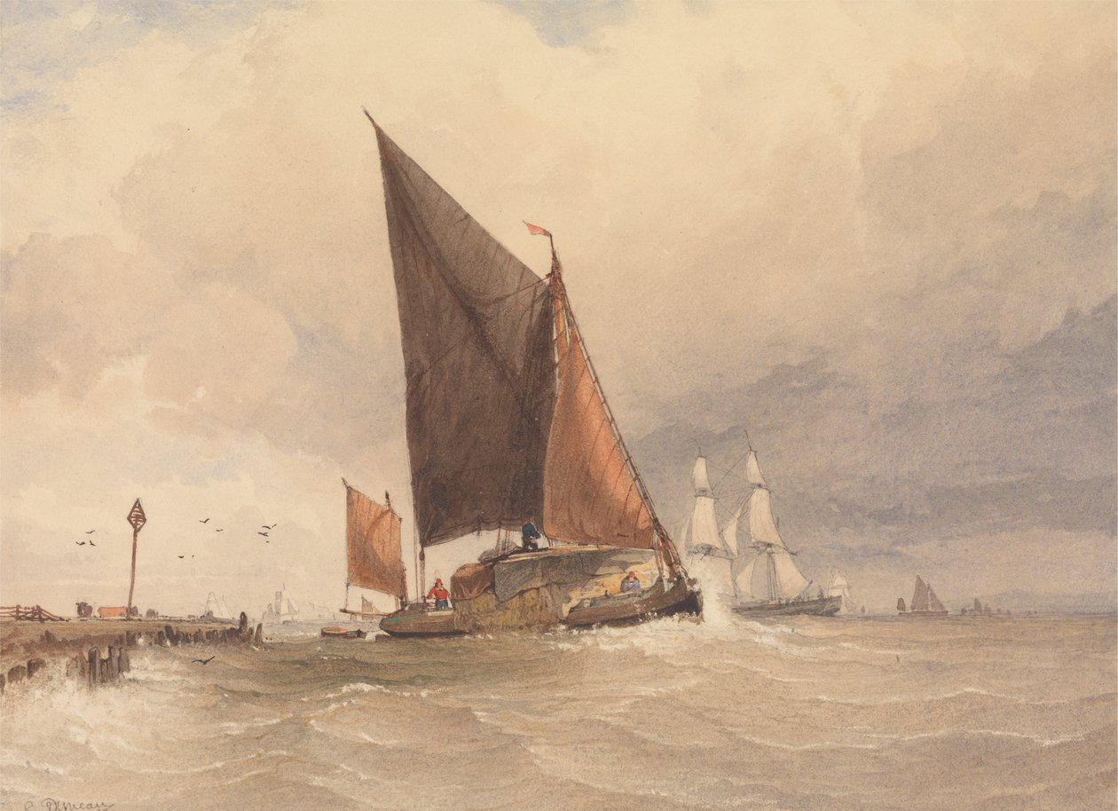 Zeilpraam op Zee door Edward Duncan
