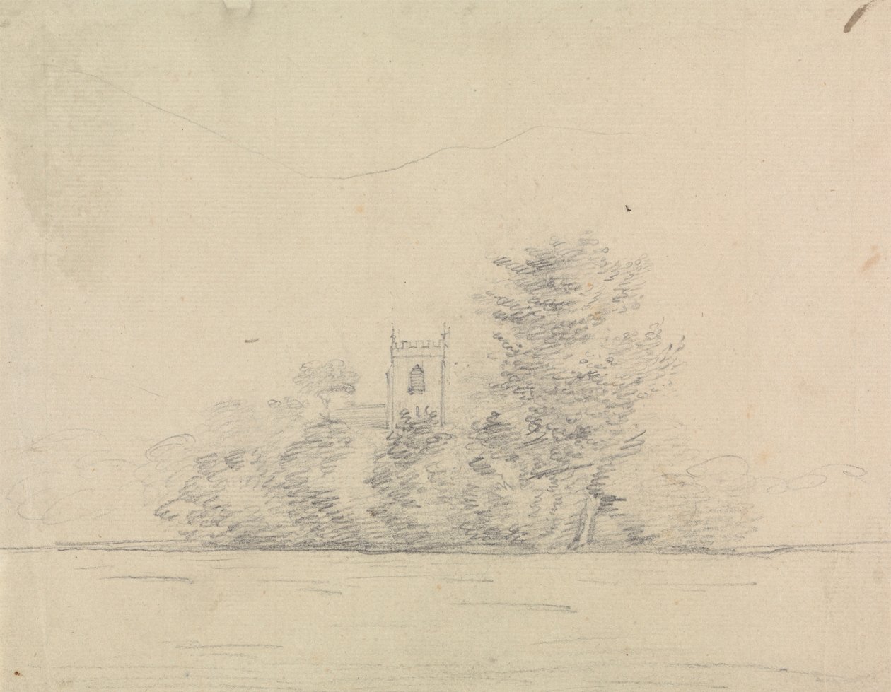 Landschap met kerk door Edward Francis Burney