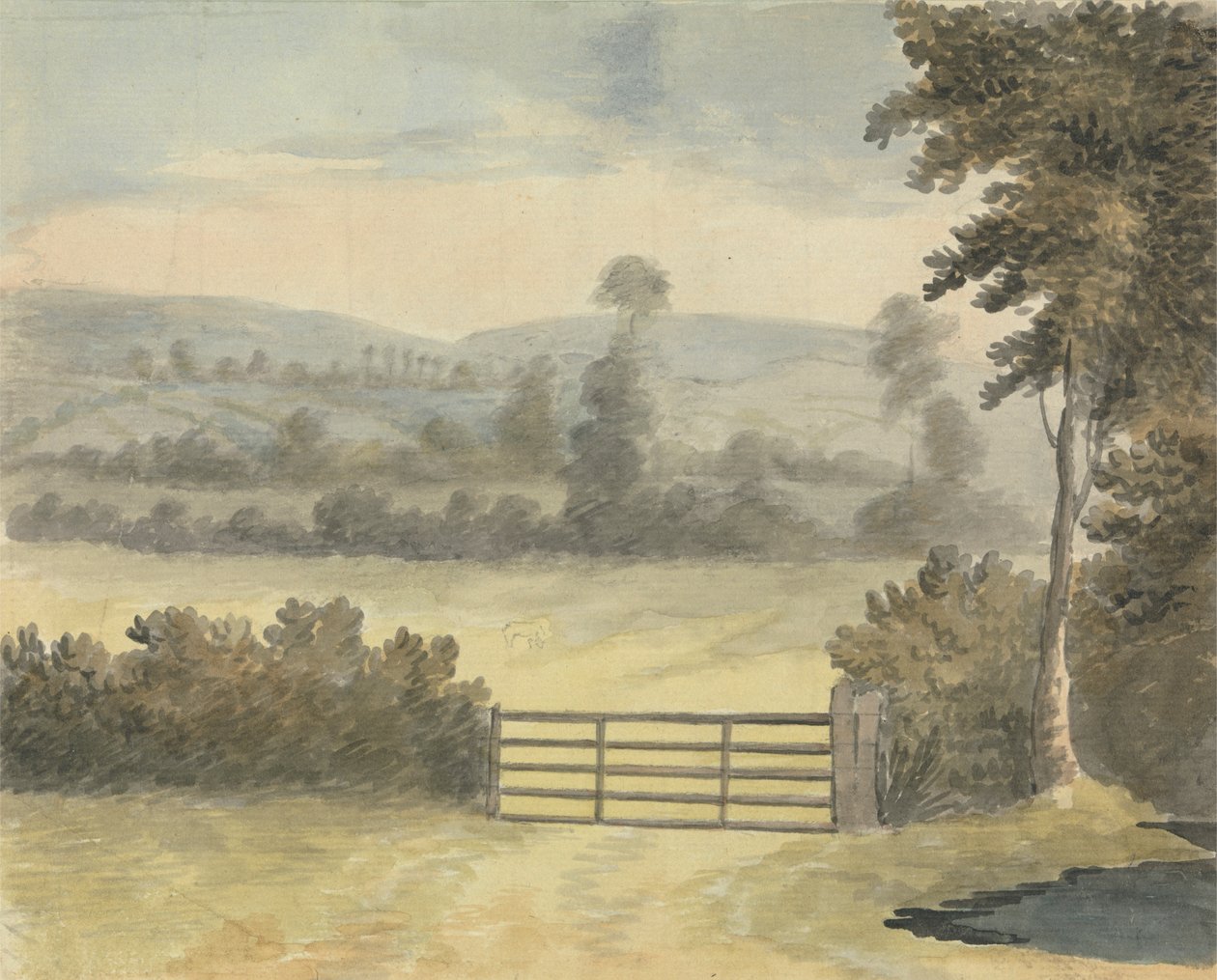 Landschap met weidepoort door Edward Francis Burney
