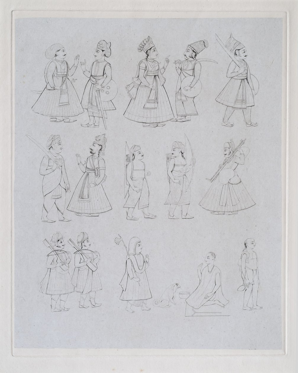 Figuren die verschillende beroepen tonen (gravure) door Edward Francis Finden