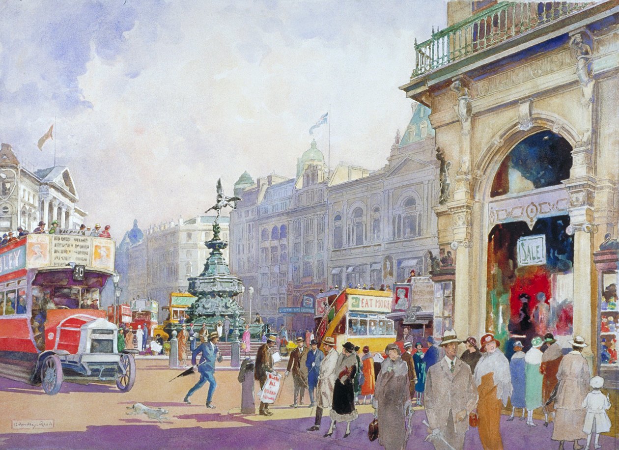 Piccadilly Circus, 1920 door Edward Harry Handley Read