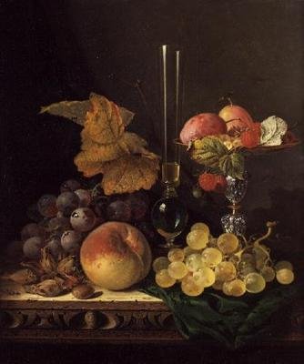 Stilleven met fruit en noten door Edward Ladell