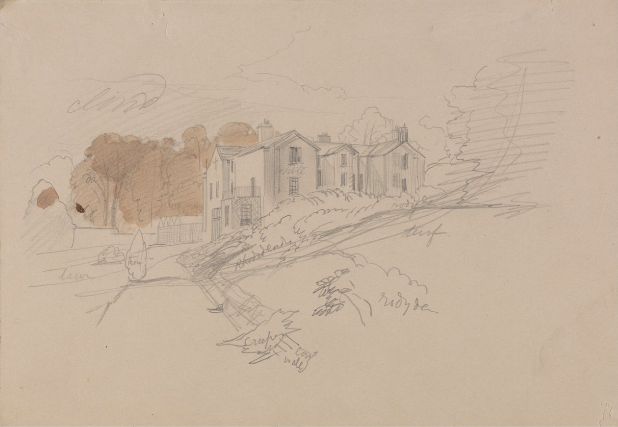 Een landhuis door Edward Lear