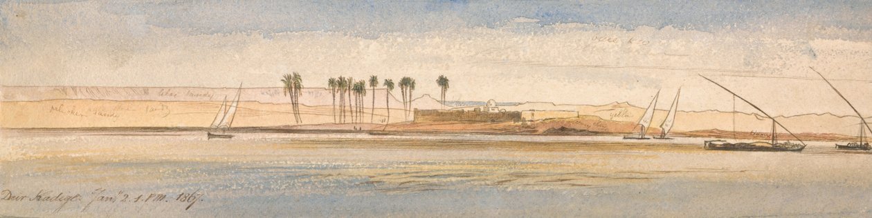 Deir Kadige, 1:00 p.m., 2 januari 1867 door Edward Lear
