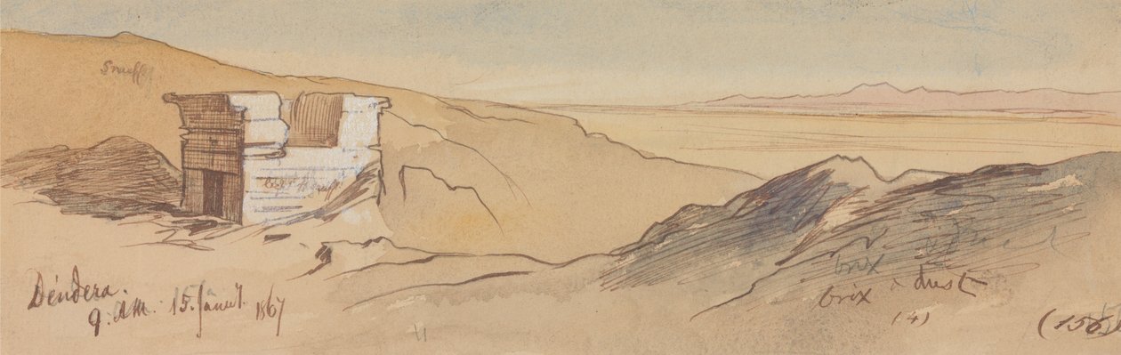 Dendera, 9:00 am, 15 januari 1867 (156) door Edward Lear
