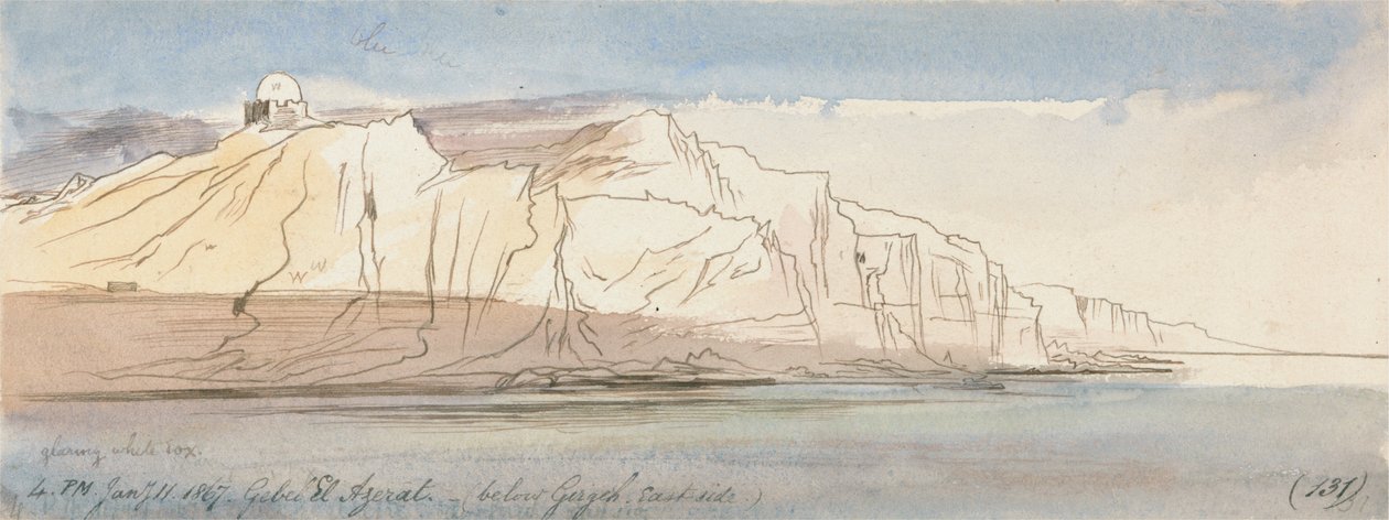 Gebel el Azerat (onder Girgeh, oostkant) door Edward Lear