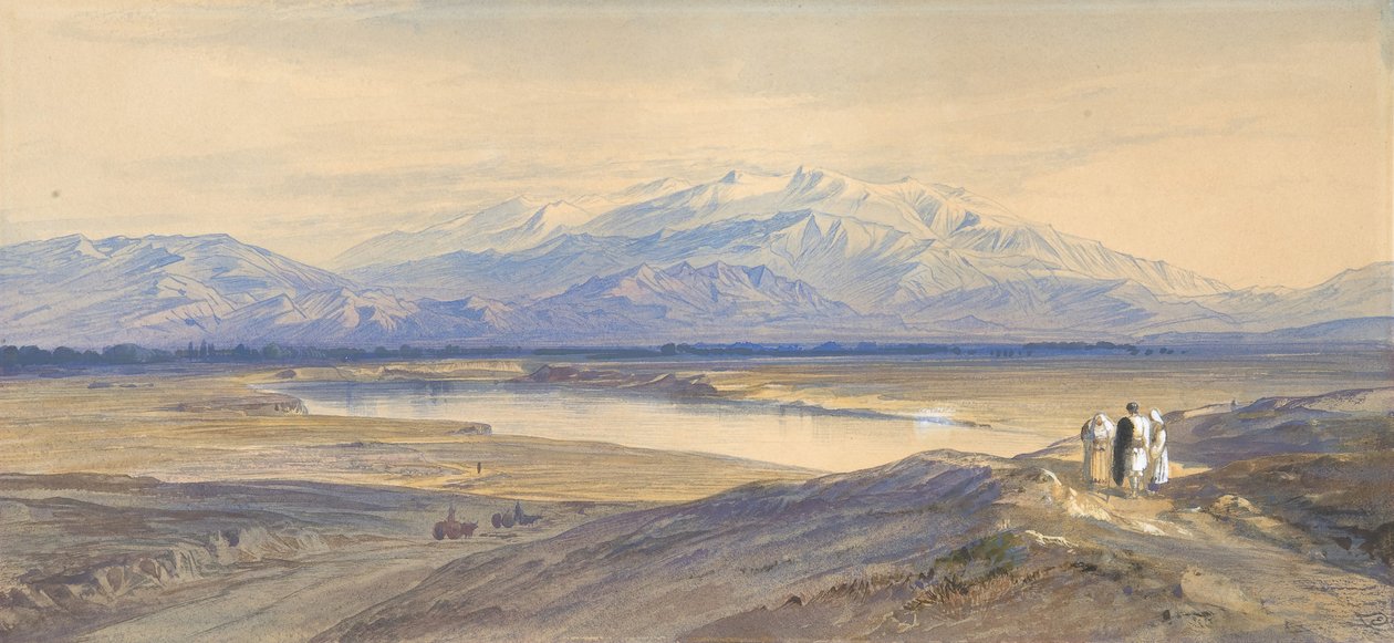 Mount Olympus vanuit Larissa, Thessalië, Griekenland, 1850-85 door Edward Lear