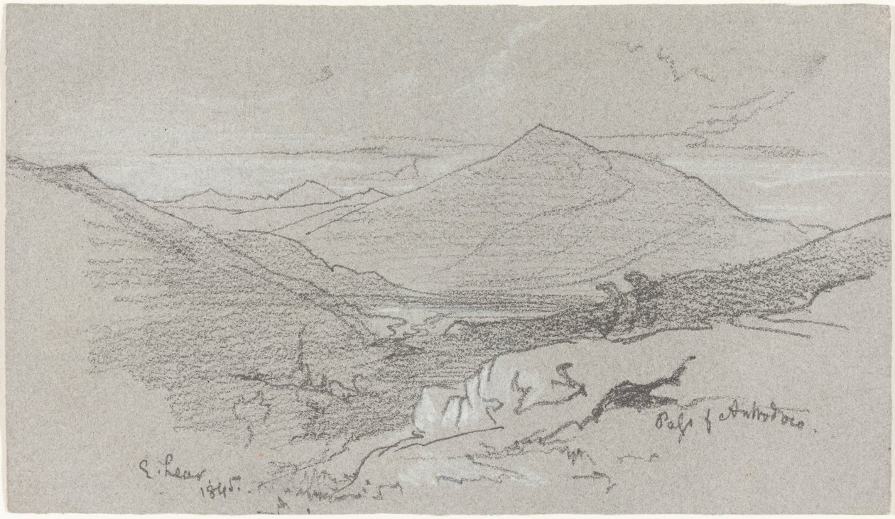 Bergachtig Uitzicht vanaf Antrodoco door Edward Lear